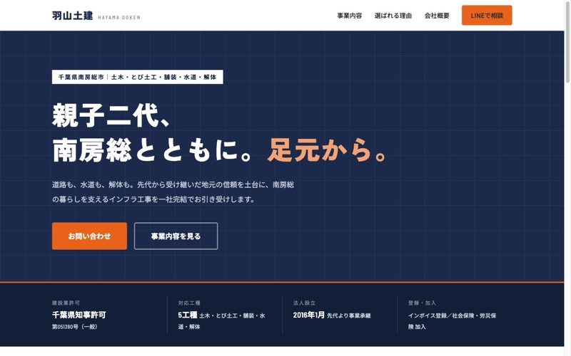 A案「王道・誠実」トップページのスクリーンショット